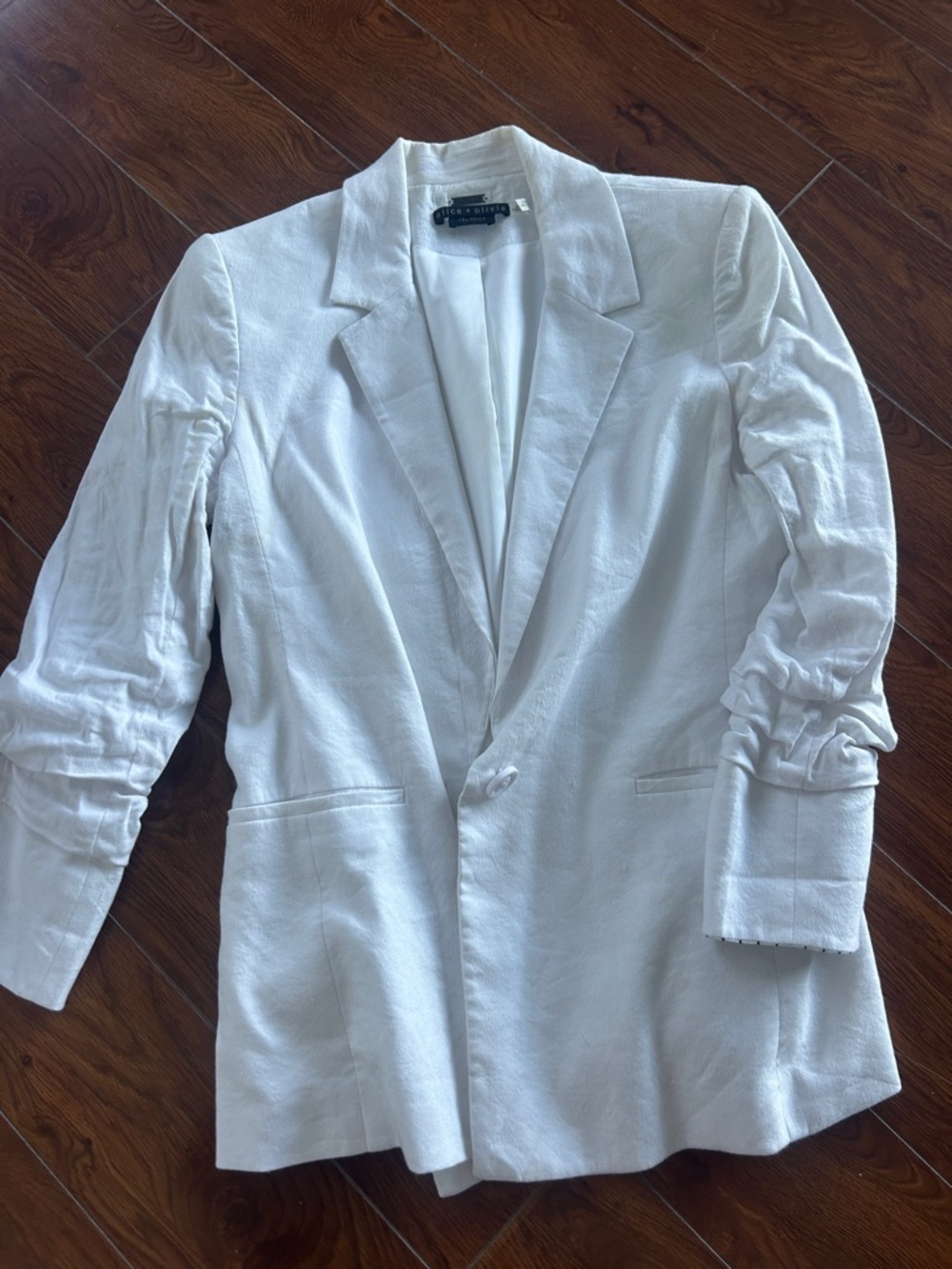 Alice + Olivia White Linen Blazer